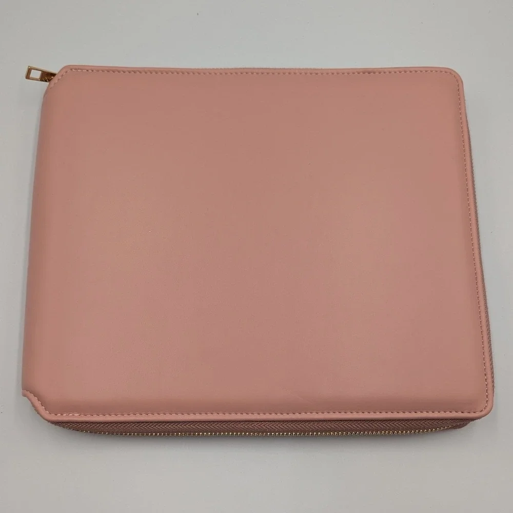 Planner Folio Blush Pink Vegan Leather Zip Organizer O/S